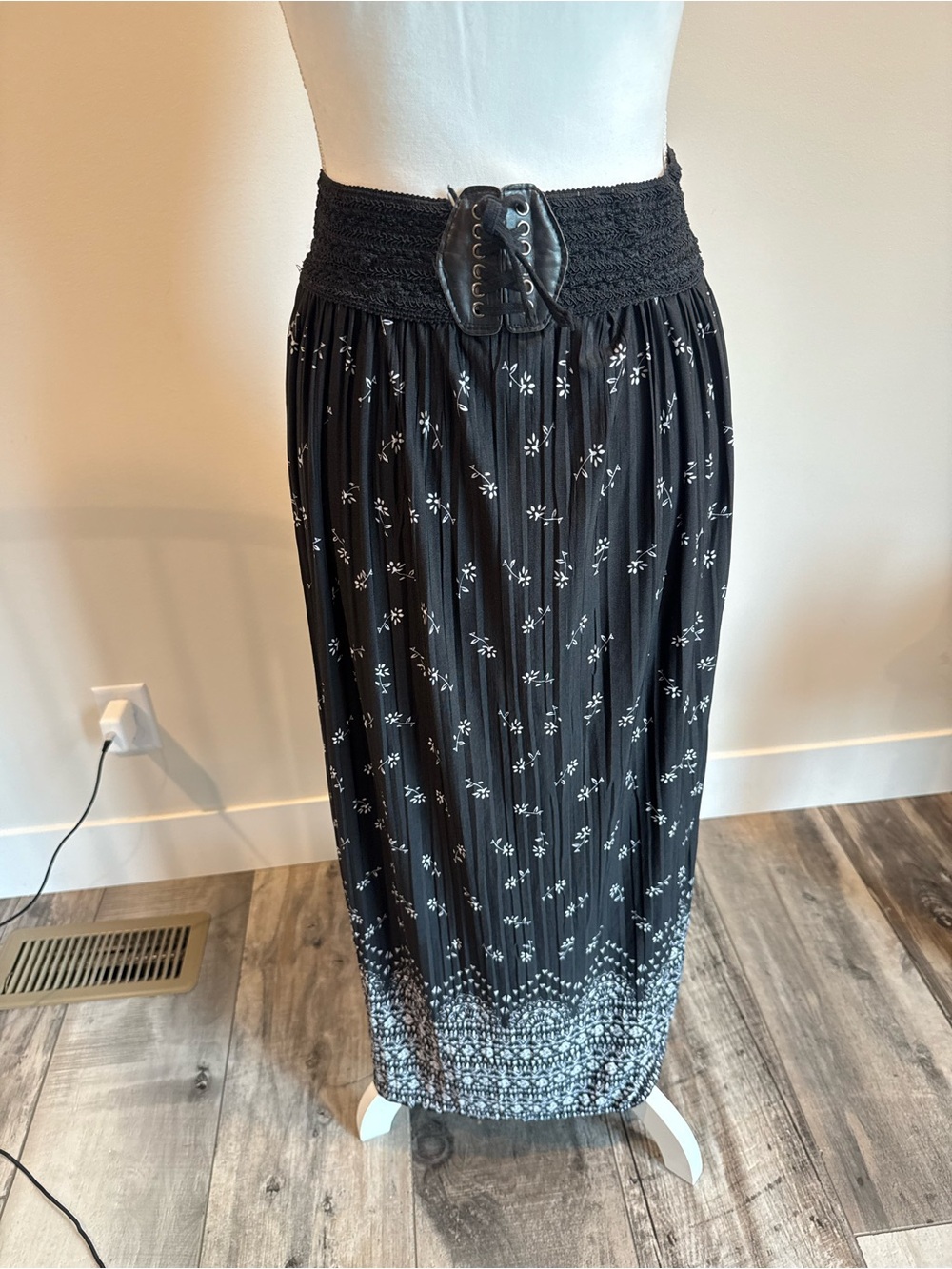 Jon & Anna Black Maxi Skirt with White Floral Print
